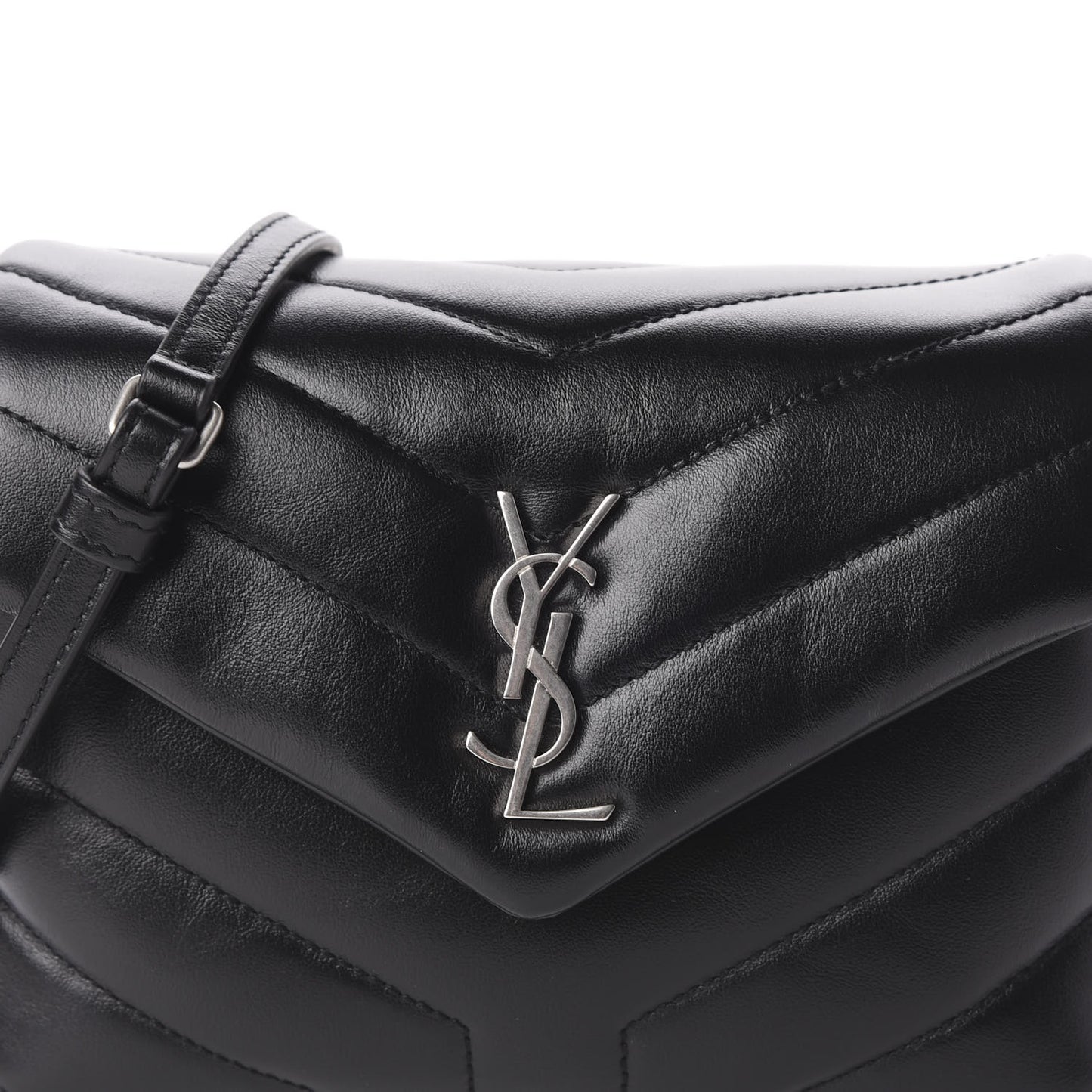 Calfskin Y Quilted Monogram Toy Loulou Crossbody Bag Black