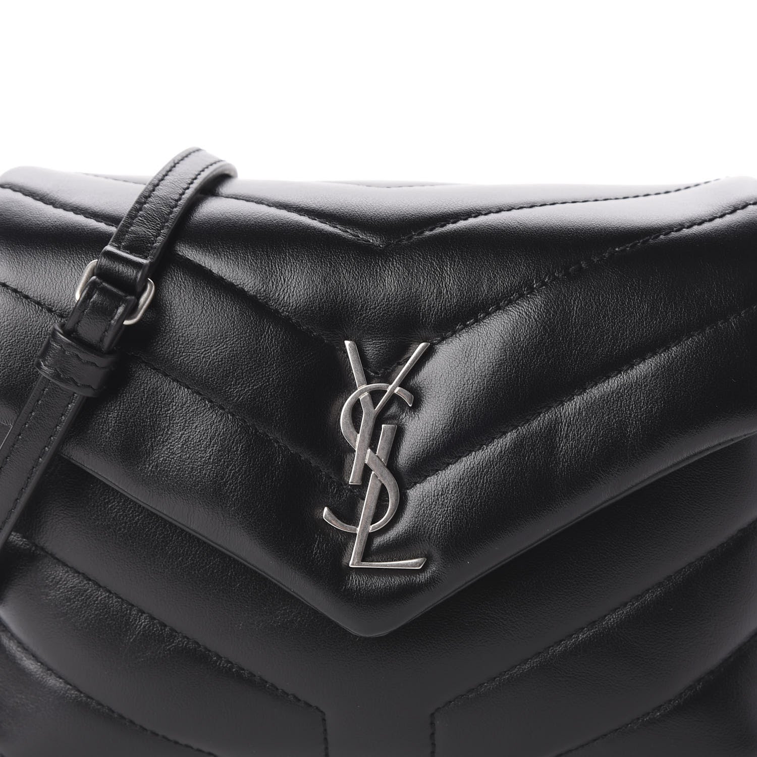 Saint Laurent Calfskin Y Quilted Monogram Toy Loulou Crossbody Bag Black 10 of 11