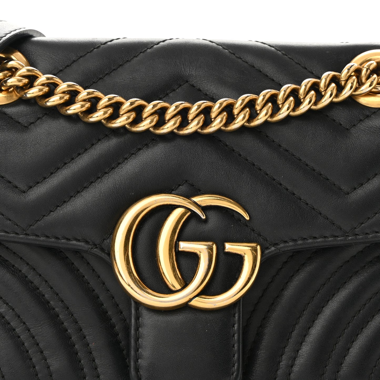 Calfskin Matelasse Mini GG Marmont Shoulder Bag Black