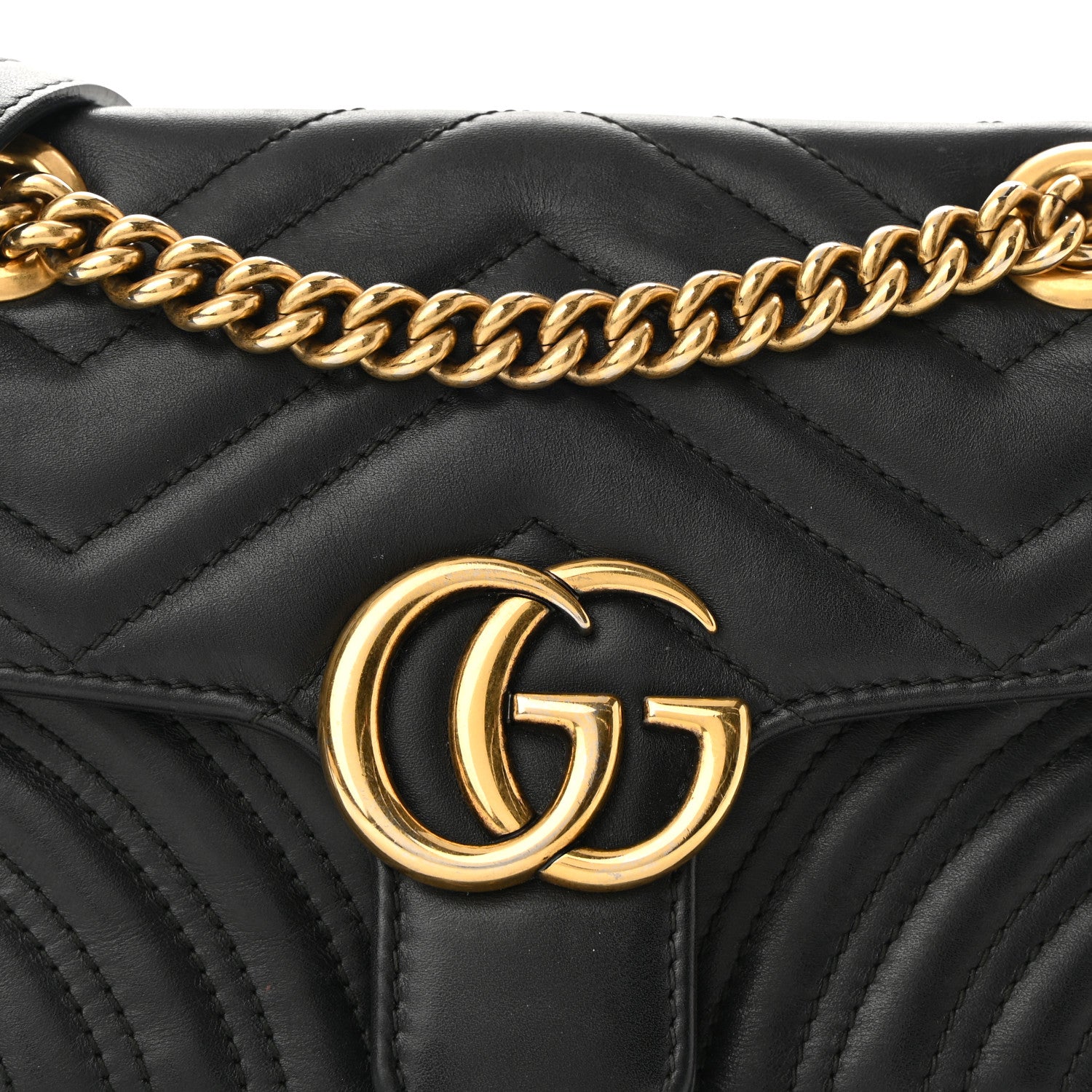 Gucci Calfskin Matelasse Mini GG Marmont Shoulder Bag Black 9 of 11