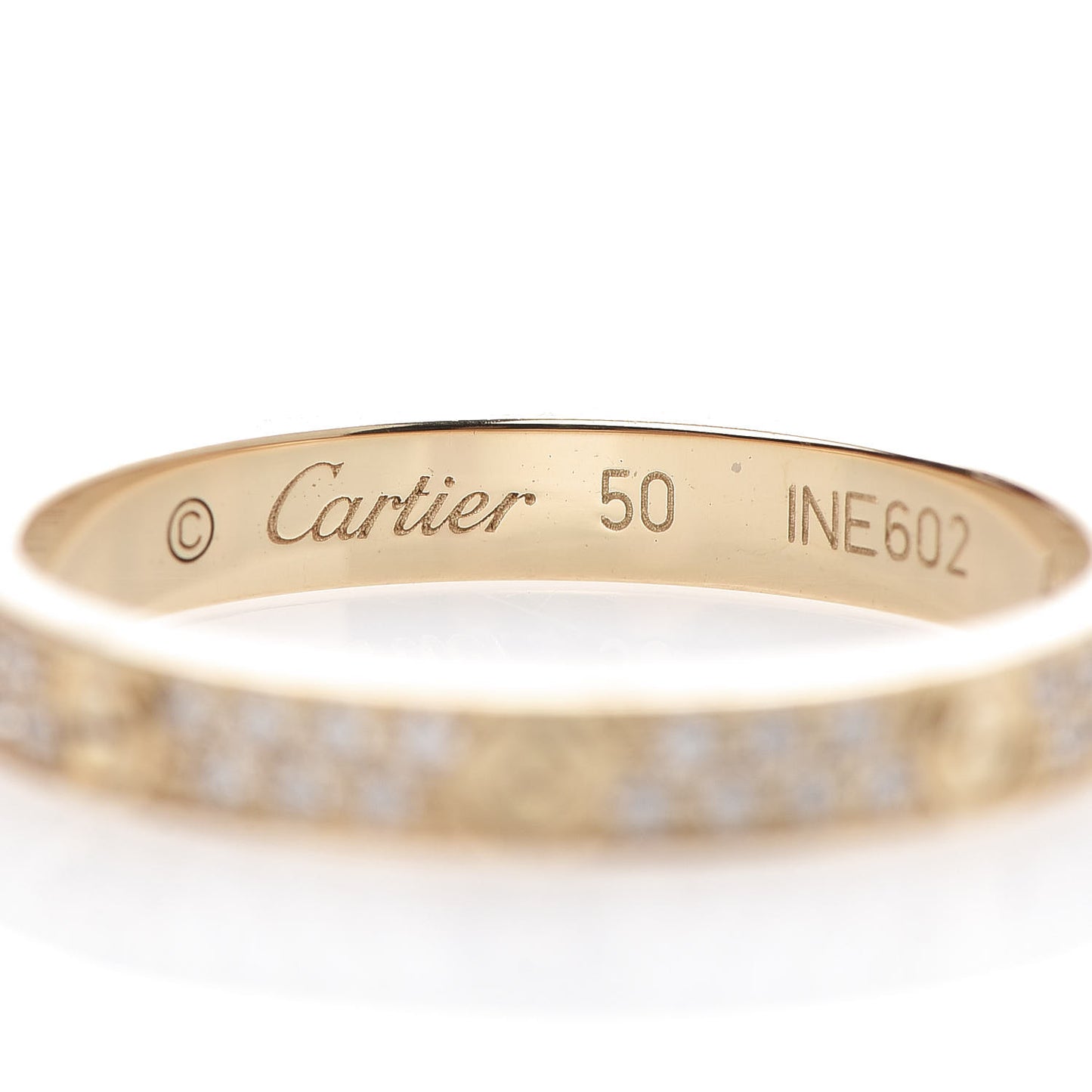 18K Yellow Gold Diamond 2.6mm LOVE Paved Band Ring 50 5.25
