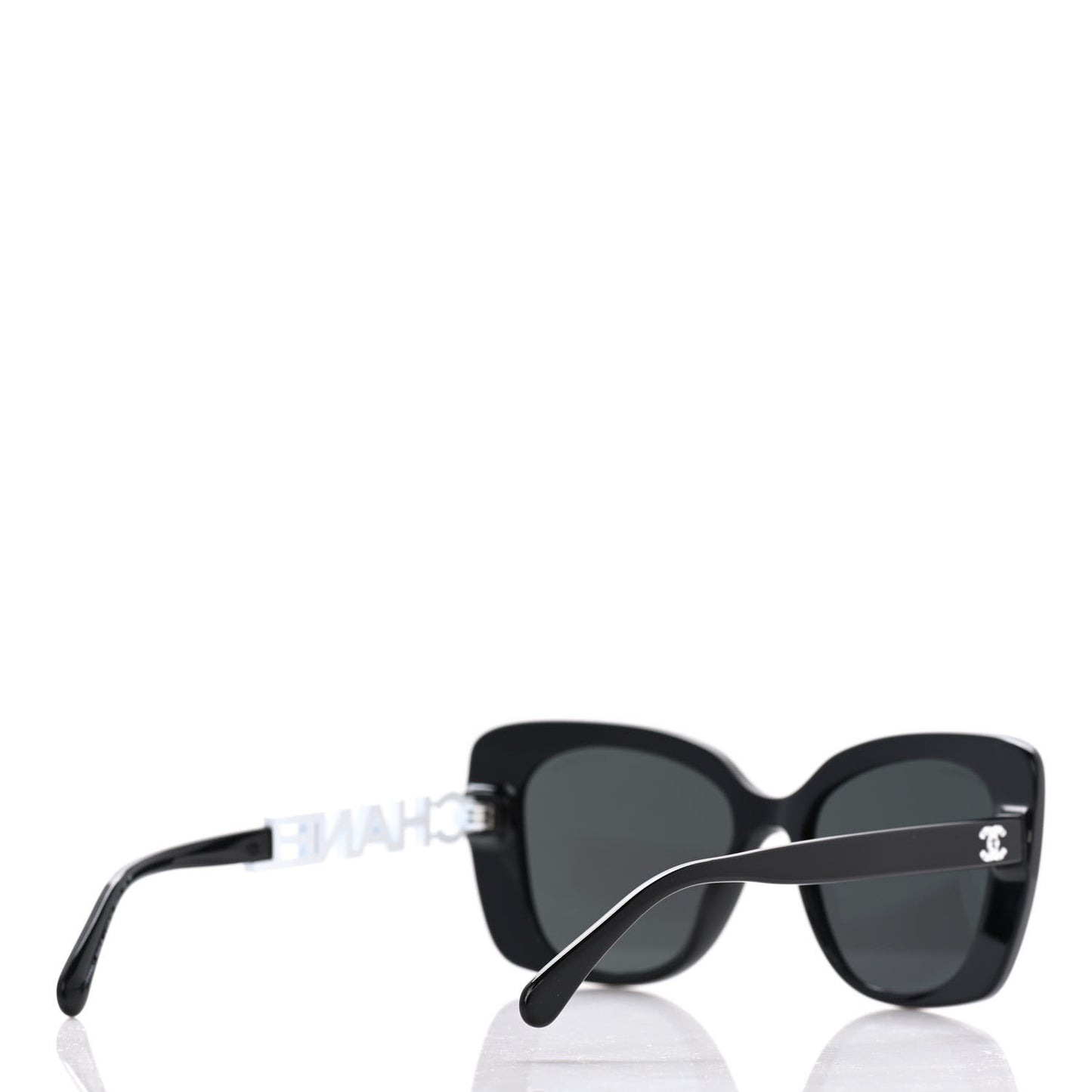Acetate Strass Square Sunglasses 5422-B Black White