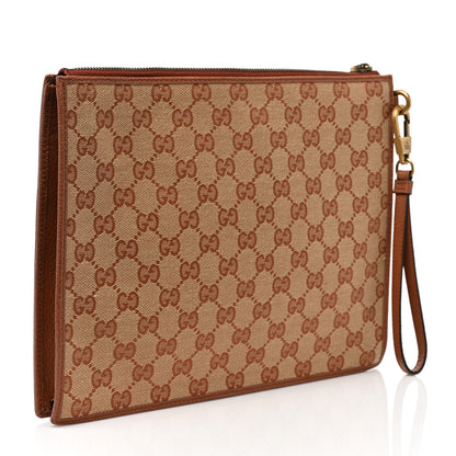 Gucci X MLB GG Monogram NY Yankees Zip Wristlet Pouch Beige Ruggine Ivory 3 of 11