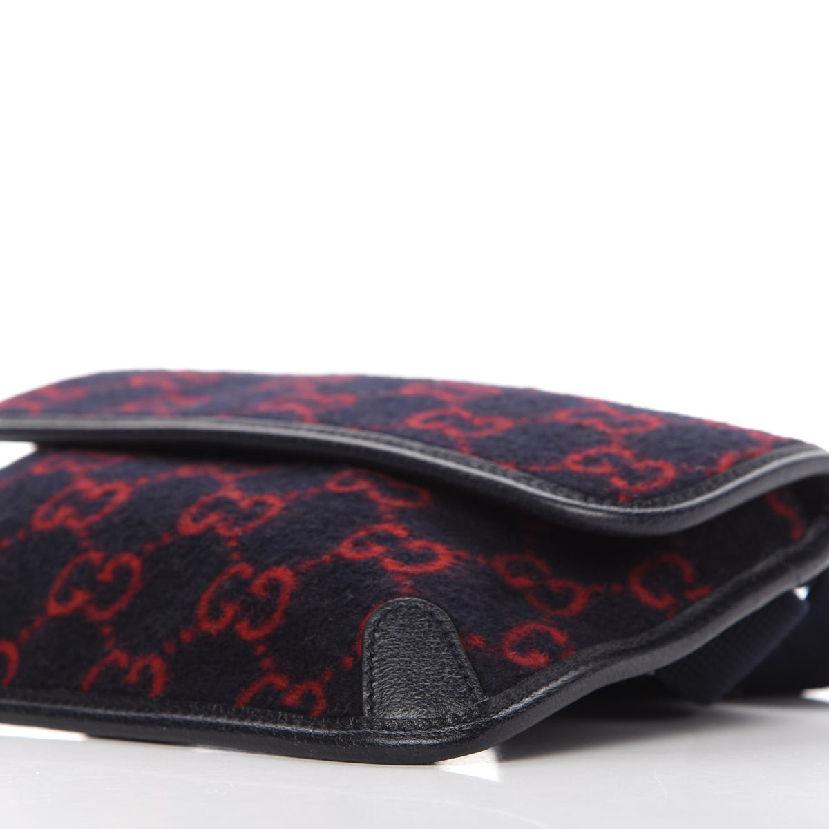 Gucci Covered Wool GG Monogram Slim Belt Bag Navy Red 7 of 10