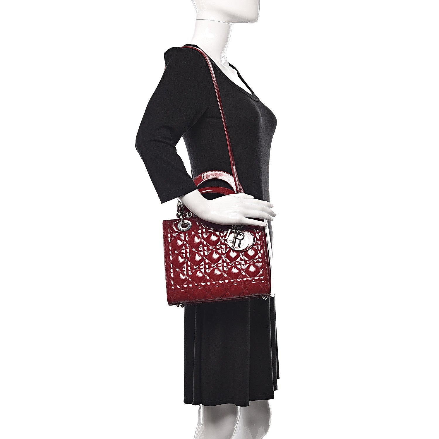 Christian Dior Patent Cannage Medium Lady Dior Red 2 of 10