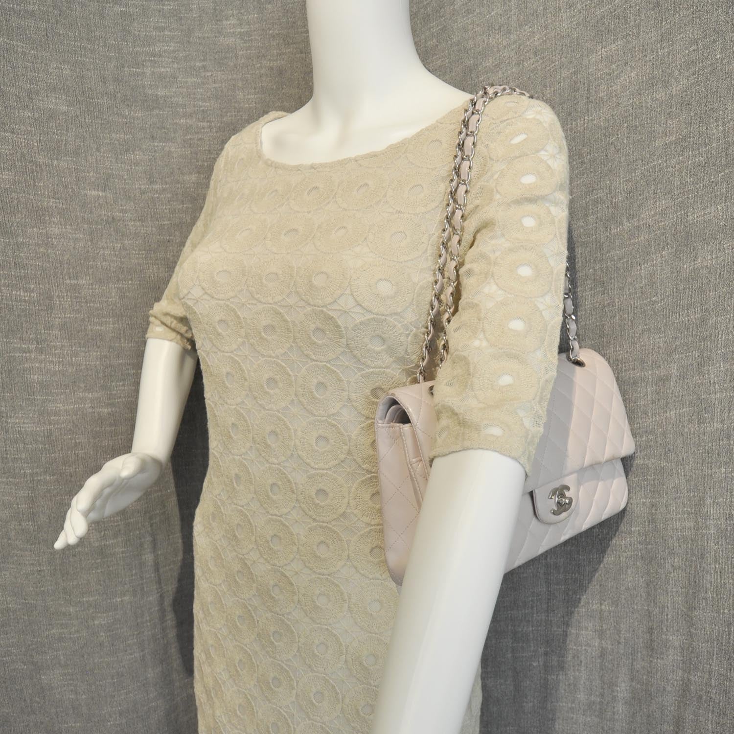 Chanel Lambskin Quilted Medium Double Flap Light Pink 3 of 10