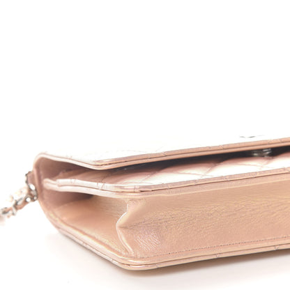 Chanel Iridescent Calfskin Quilted Wallet On Chain WOC Pink 5 of 9