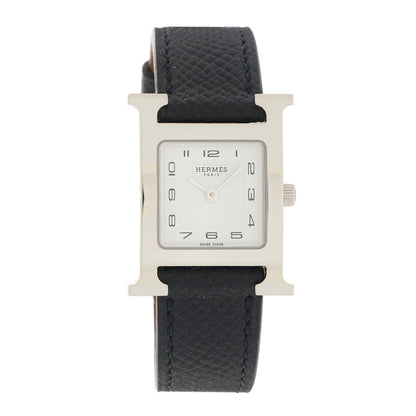 Hermes Stainless Steel Epsom 21mm Heure H Hour Quartz Watch Noir 1 of 5