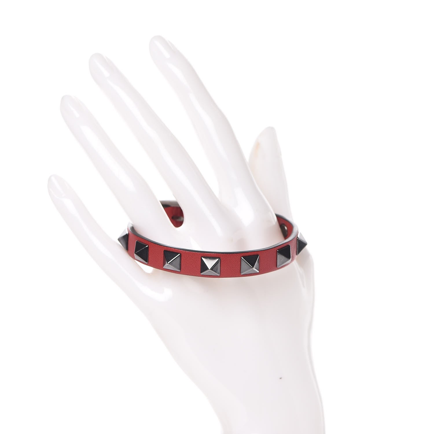 Valentino Garavani Vitello Rockstud Bracelet Red 2 of 6