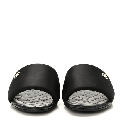 Chanel Satin Mule Sandals 41 Black 2 of 9