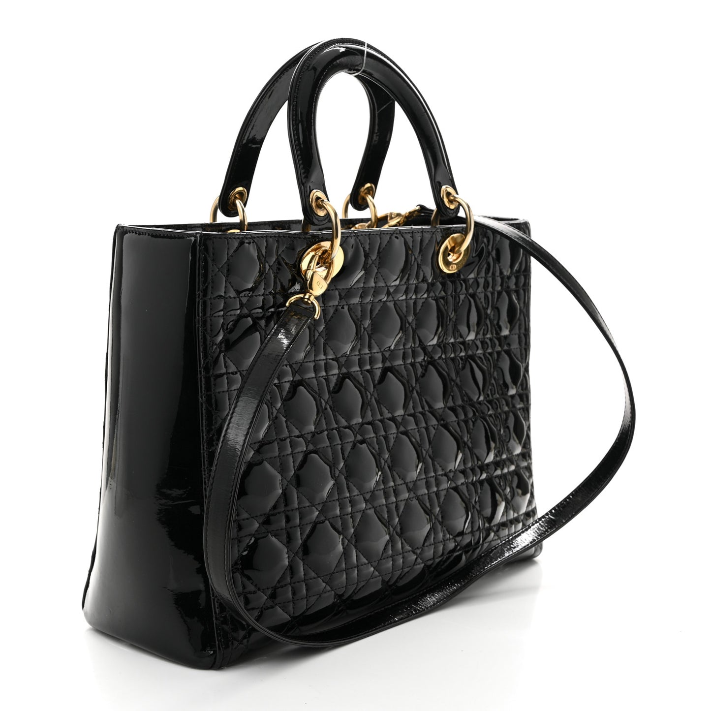 Patent Cannage Large Lady Dior Black