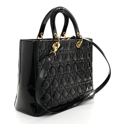 Christian Dior Patent Cannage Large Lady Dior Black 3 of 10