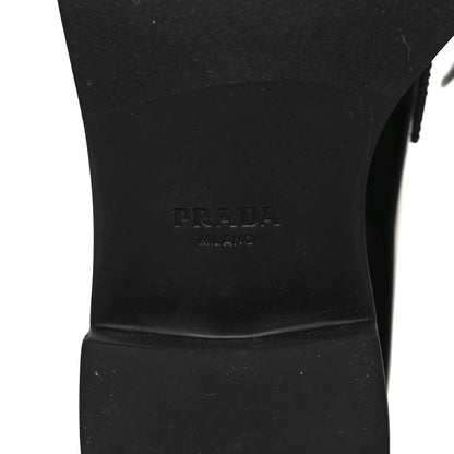 Prada Spazzolato Metal Triangle Logo 50mm Loafers 39.5 Black 6 of 8