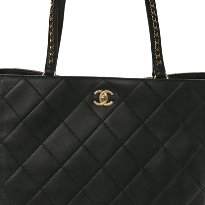 Chanel Calfskin Quilted Book Pocket Shopping Tote Black 9 of 12