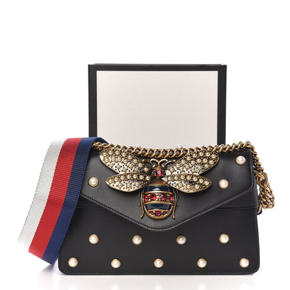 Gucci Nappa Pearl Studded Mini Queen Margaret Broadway Shoulder Bag Black 14 of 14