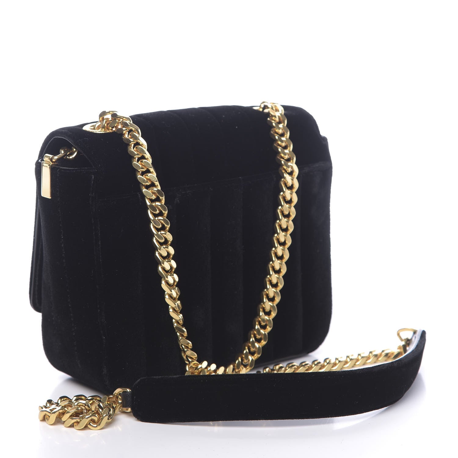 Saint Laurent Velvet Matelasse Small Vicky Chain Bag Black 3 of 9