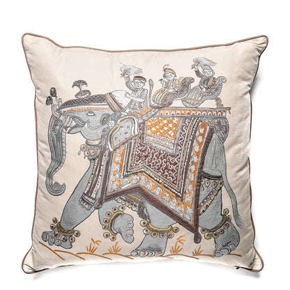 Hermes Cotton Silk Beloved India Decorative Pillow Grey 1 of 7