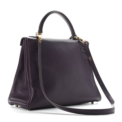 Hermes Taurillon Clemence Kelly Retourne 32 Raisin 2 of 10