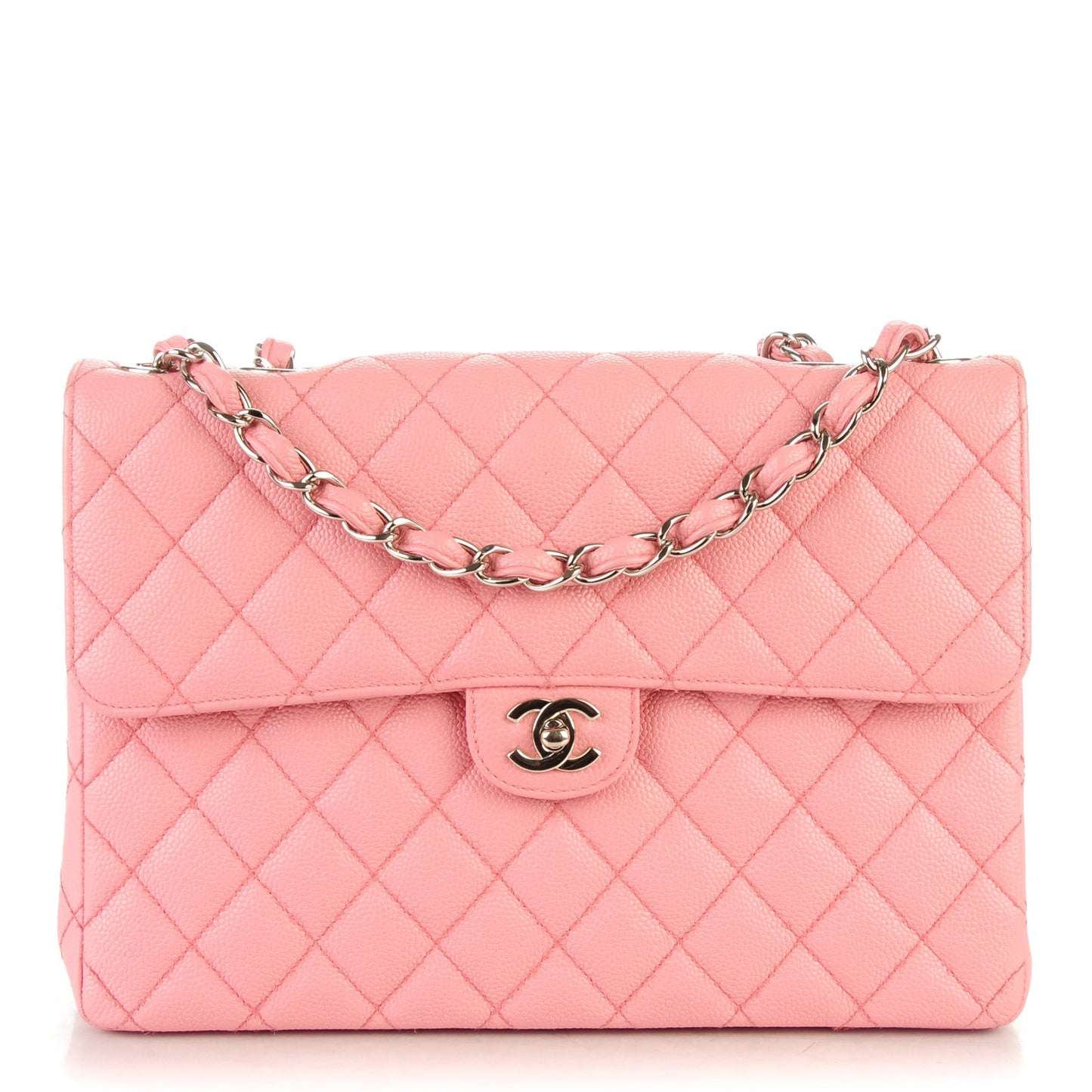 Caviar Jumbo Single Flap Pink