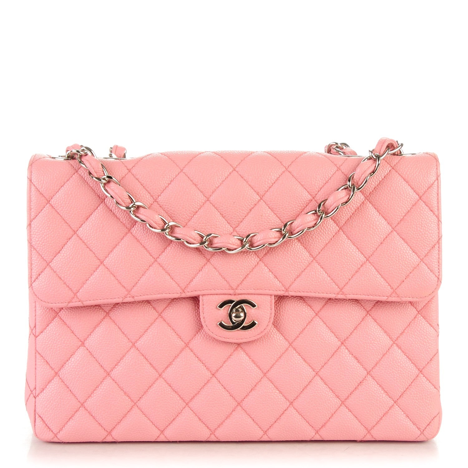 Chanel Caviar Jumbo Single Flap Pink 1 of 7