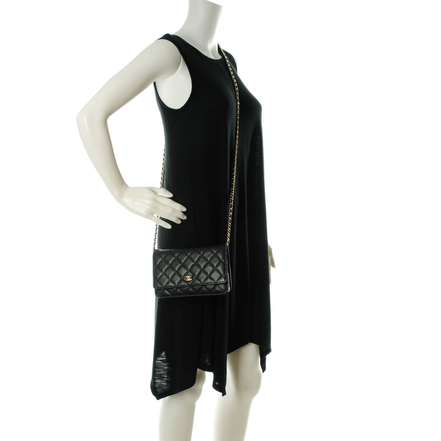 Caviar Quilted Wallet On Chain WOC Black