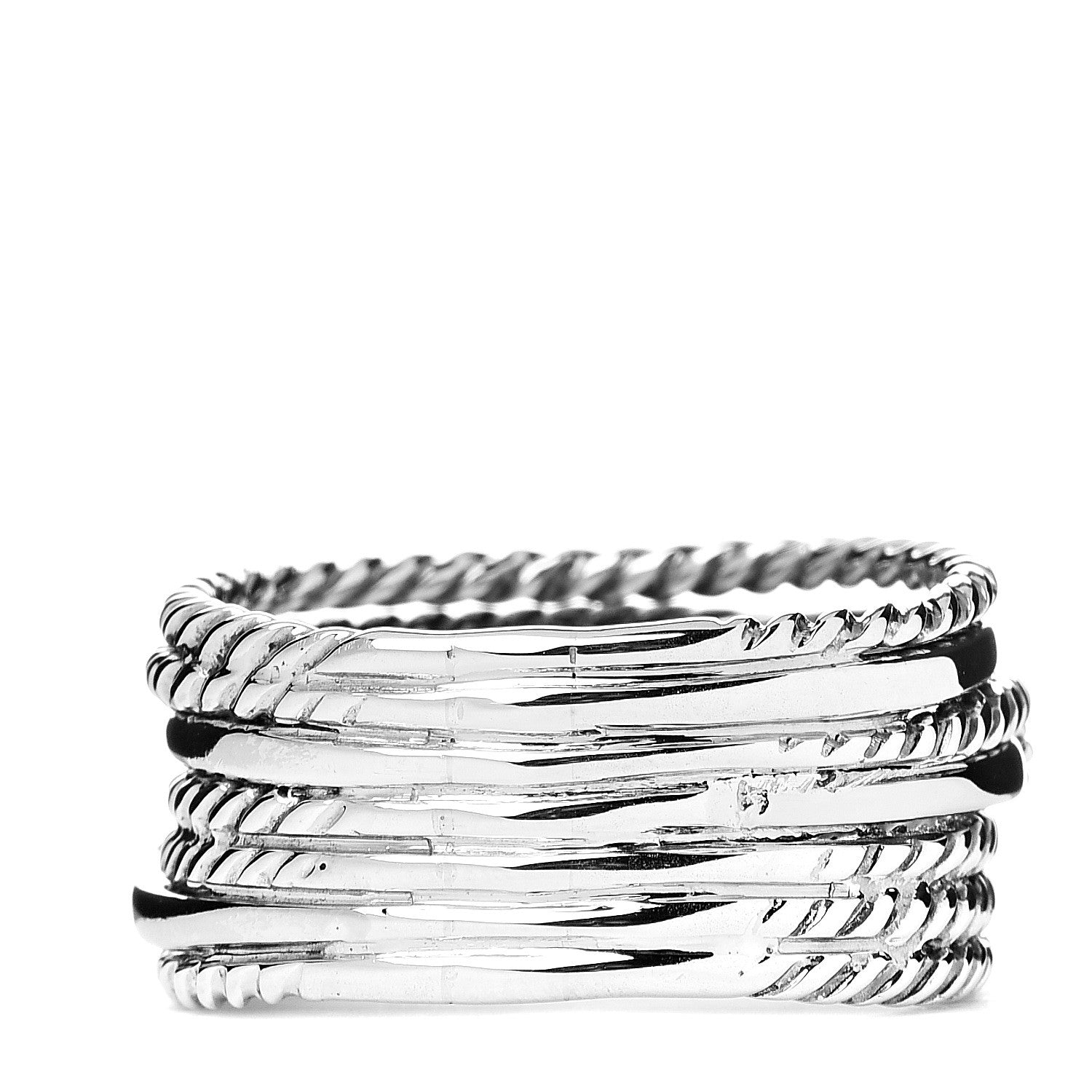 David Yurman Sterling Silver Diamond 11mm Wide Crossover Cable Ring 54 7 4 of 5