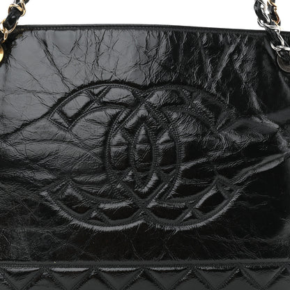Chanel Shiny Aged Calfskin Quilted Small Shopping Bag Black 8 of 12