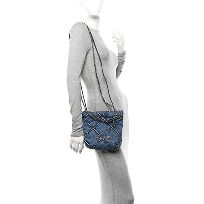 Chanel Denim Stitched Quilted Mini Chanel 22 Blue 2 of 10