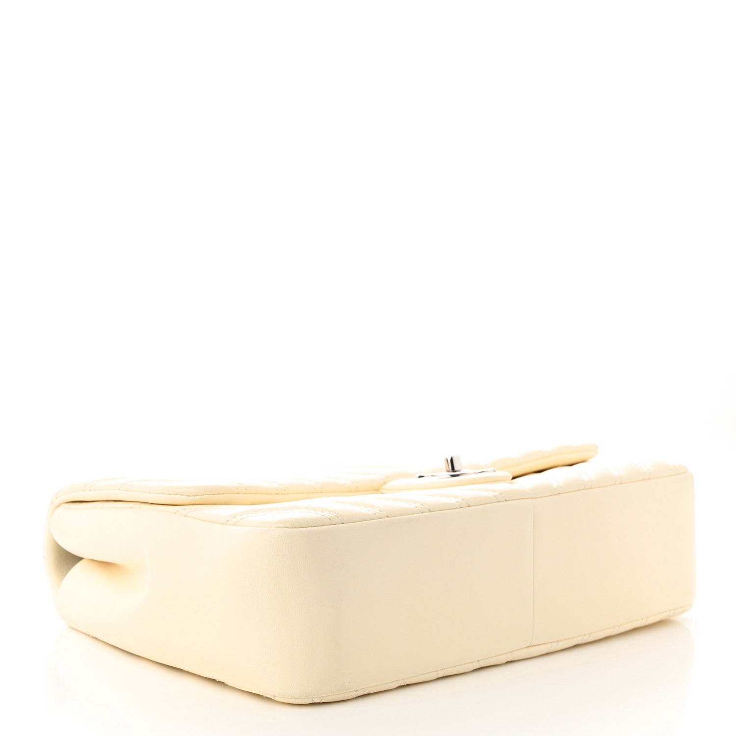 Chanel Lambskin Chevron Quilted Double Stitch Jumbo Single Flap White 4 of 12