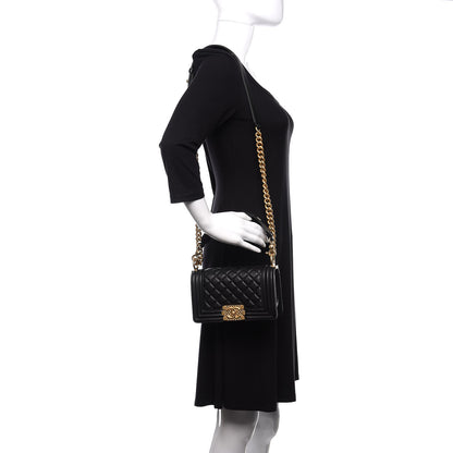 Chanel Calfskin Quilted Small Boy Top Handle Flap Black 2 of 11