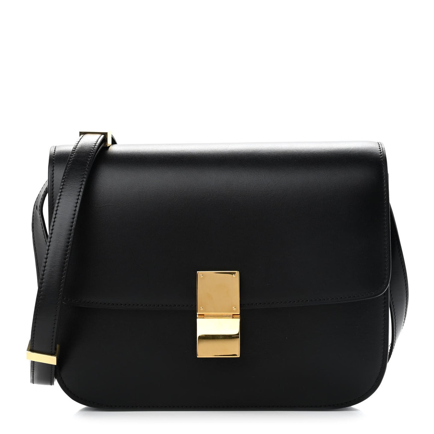 Box Calfskin Medium Classic Box Flap Bag Black