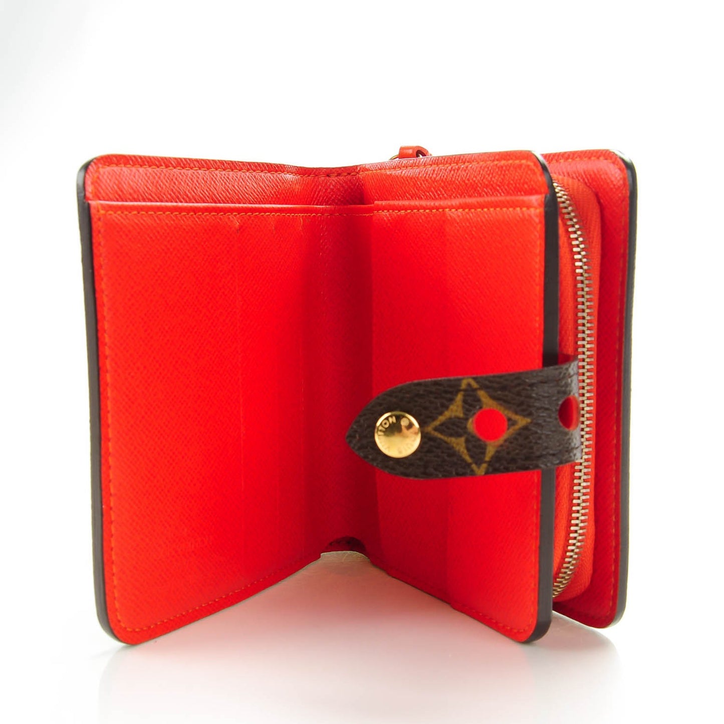Monogram Perforated Compact Zipped Wallet Orange
