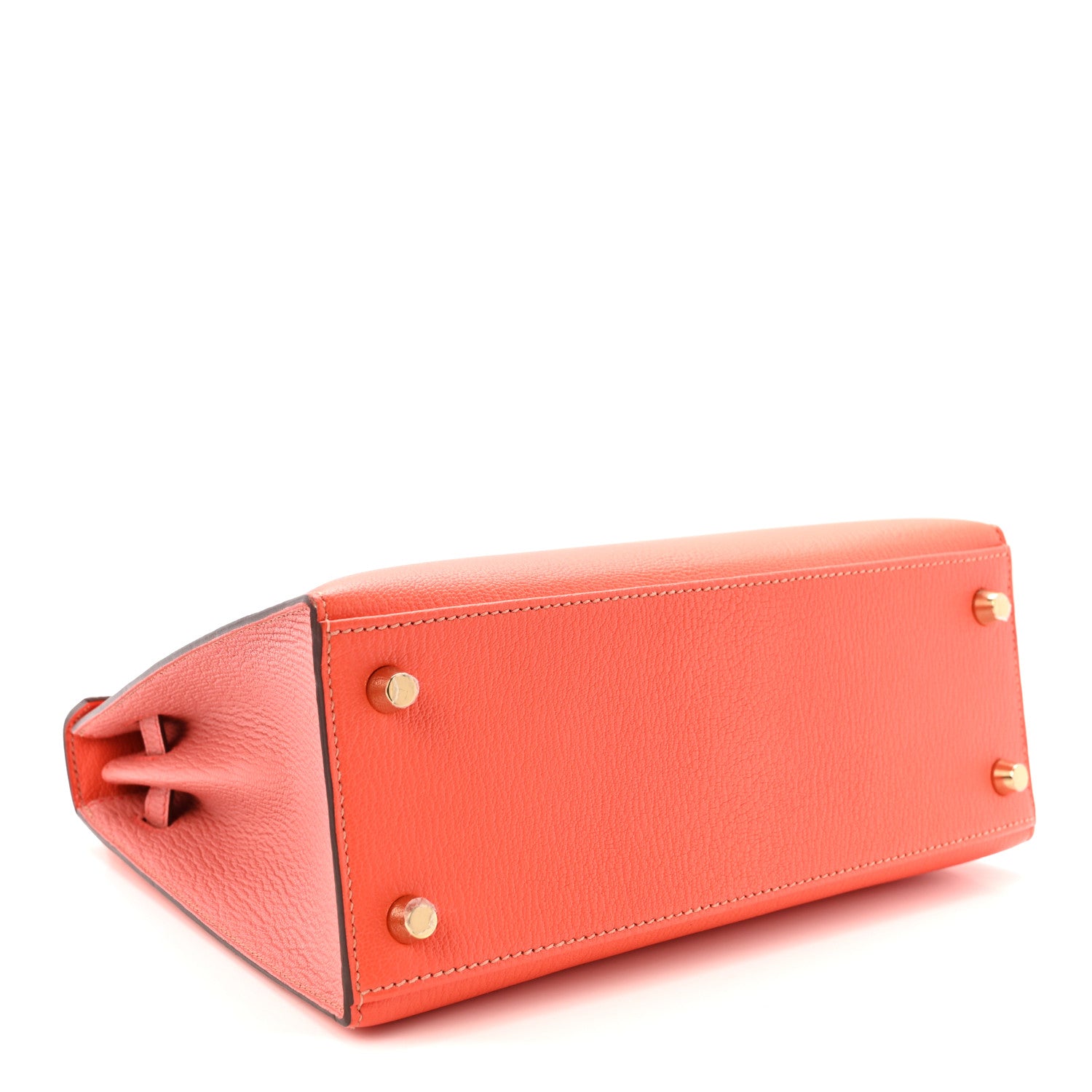 Hermes Chevre Mysore Horseshoe Kelly Sellier 25 Orange Poppy Rose Tea 4 of 10