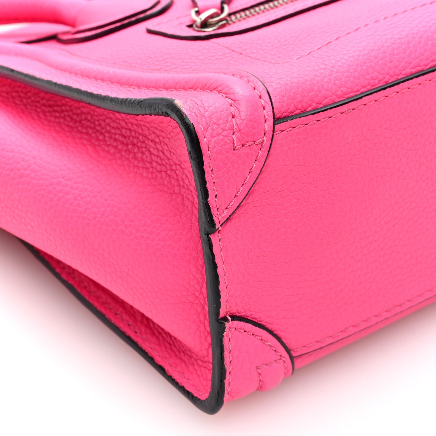 Drummed Calfskin Nano Luggage Fluo Pink