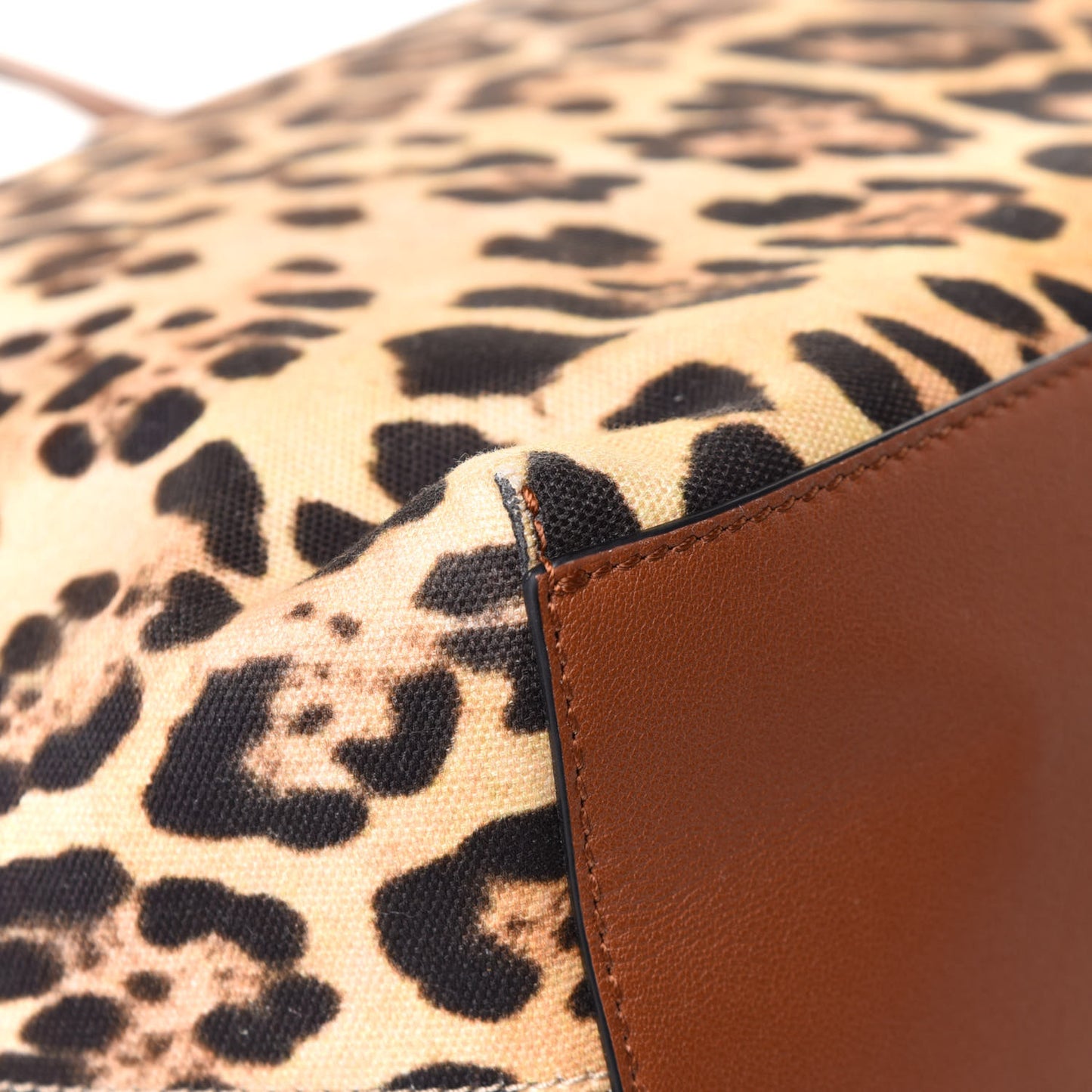 Canvas Nappa Leopard Print Rockstud Tote Brown