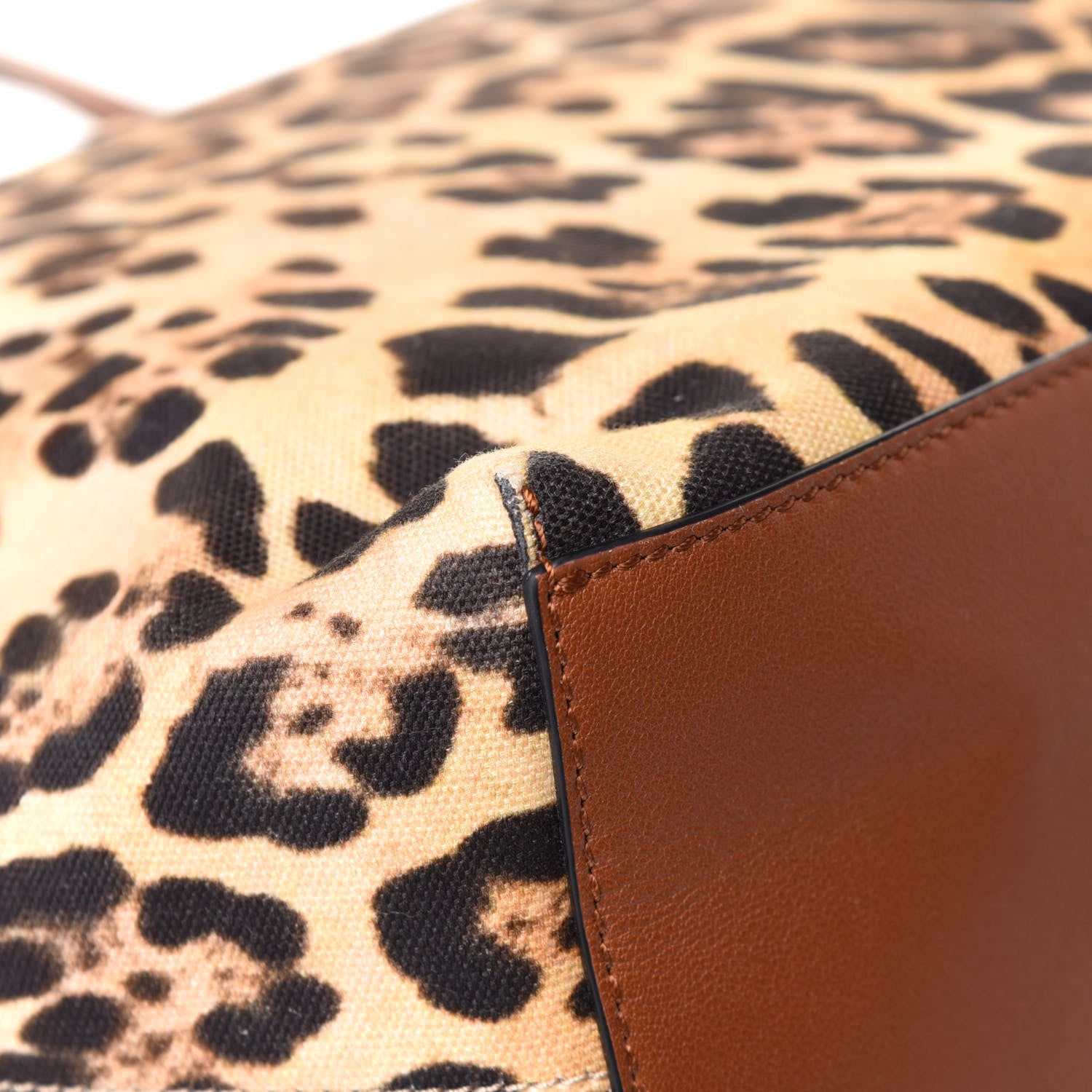 Valentino Garavani Canvas Nappa Leopard Print Rockstud Tote Brown 9 of 12