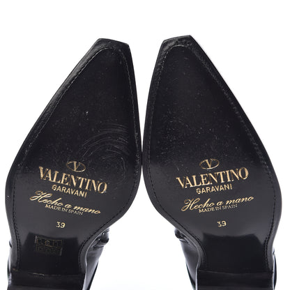 Valentino Garavani Calfskin Ranch Daisy Applique Ankle Boots 39 Black 11 of 13