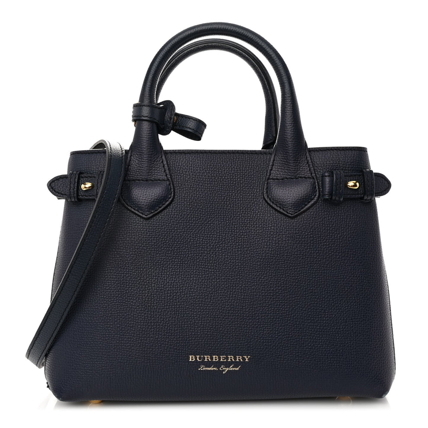 Grainy Calfskin House Check Small Banner Tote Ink Blue