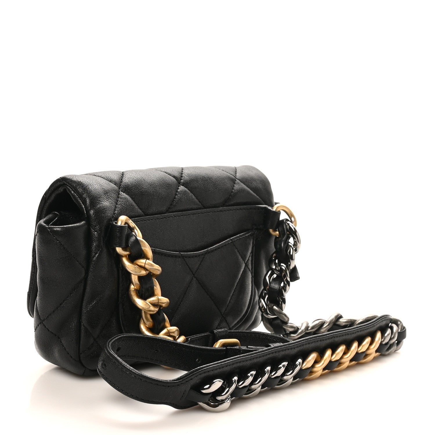 Chanel Goatskin Quilted Chanel 19 Waist Bag Black 3 of 10