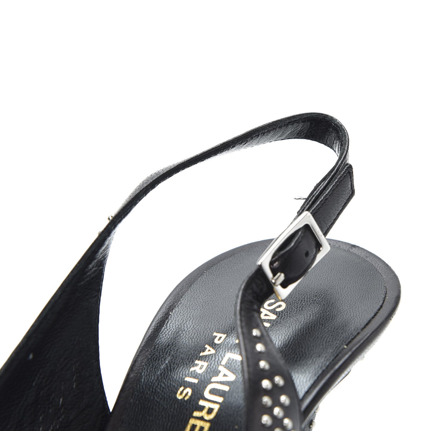 Calfskin Studded Paris 105 Slingback Pumps 38.5 Black