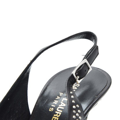 Saint Laurent Calfskin Studded Paris 105 Slingback Pumps 38.5 Black 9 of 11