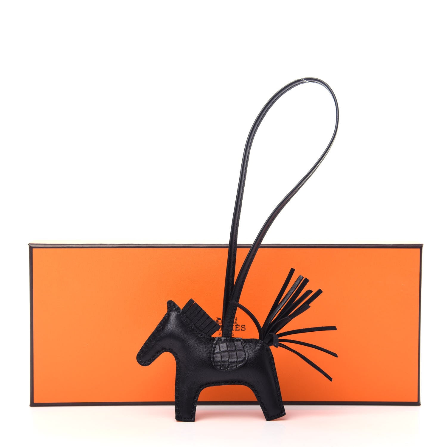 Hermes Milo Lambskin Matte Alligator Touch Grigri Rodeo Horse Bag Charm PM So Black 4 of 4