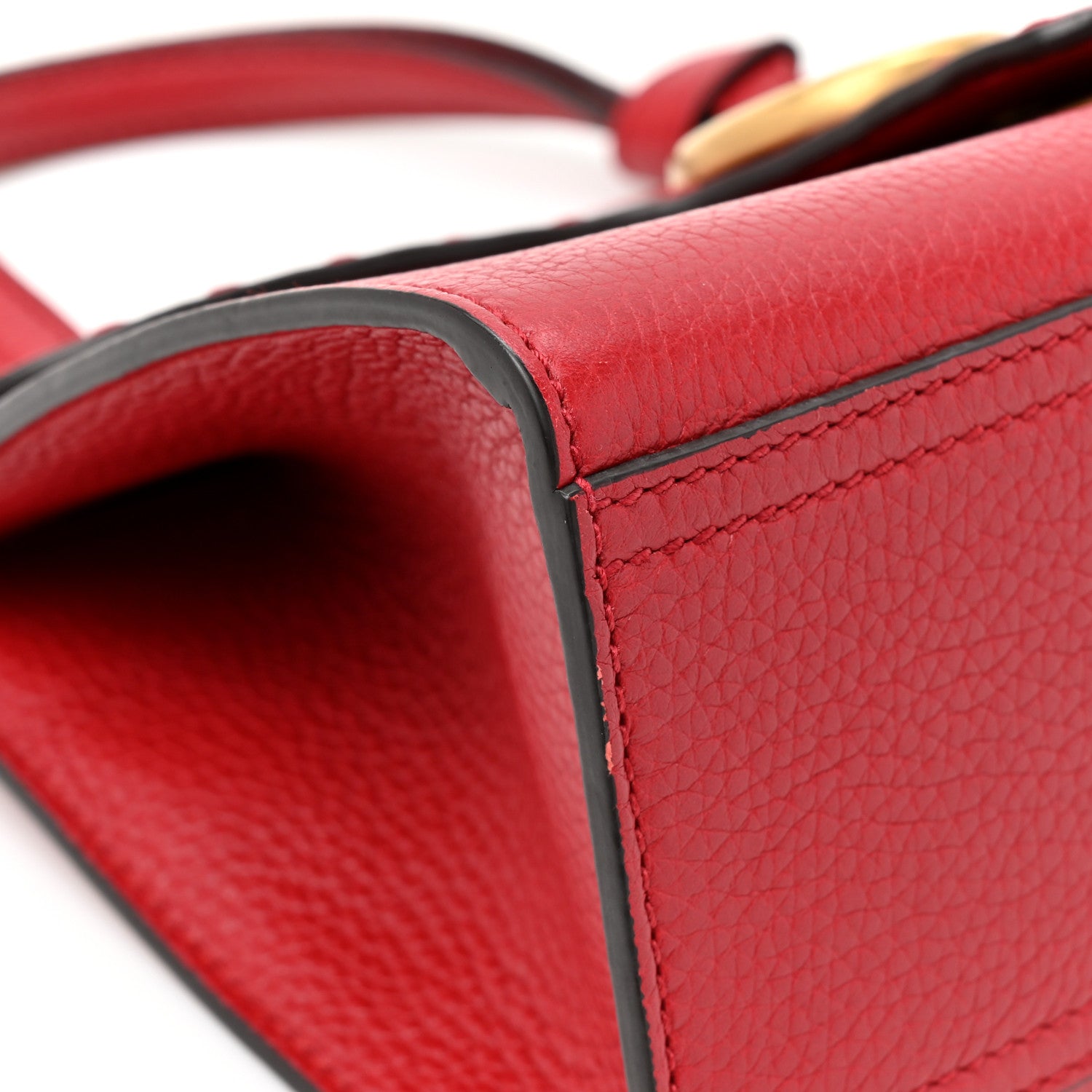 Gucci Cellarius Calfskin Mini GG Marmont Top Handle Bag Vulcanic Red 10 of 11