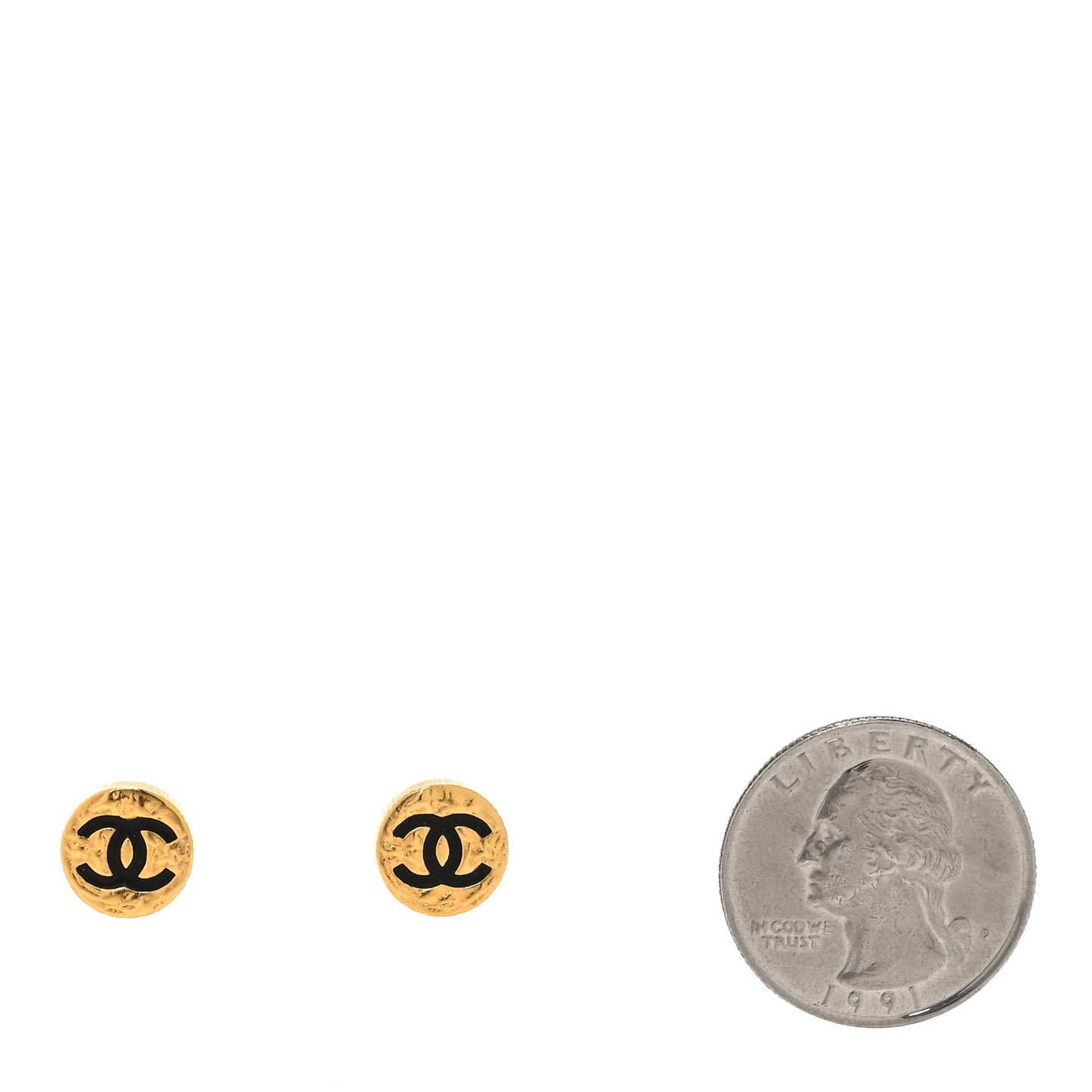 Resin CC Round Earrings Gold Black