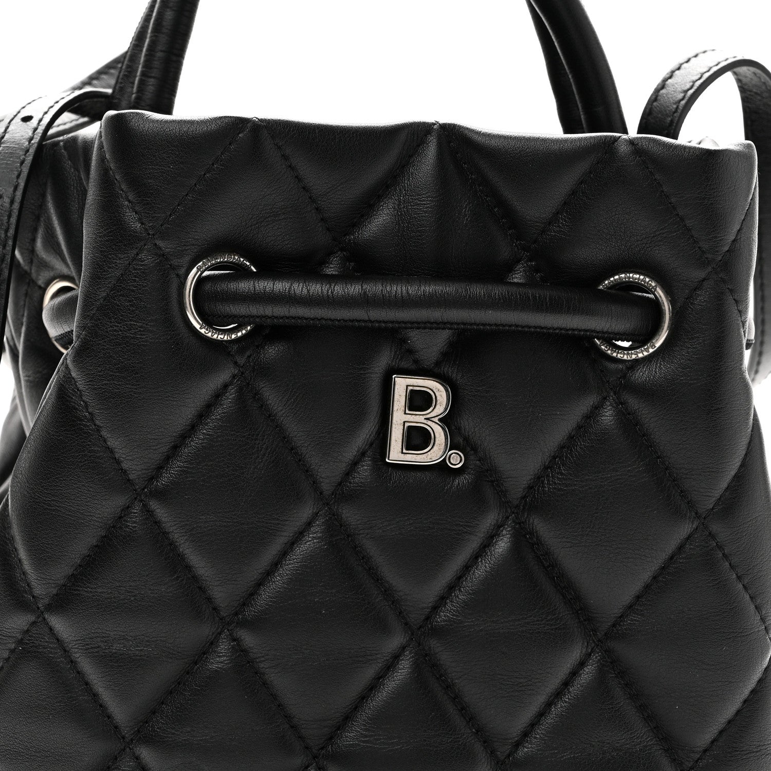 Balenciaga Nappa Calfskin Quilted Touch B Bucket Bag Black 7 of 9