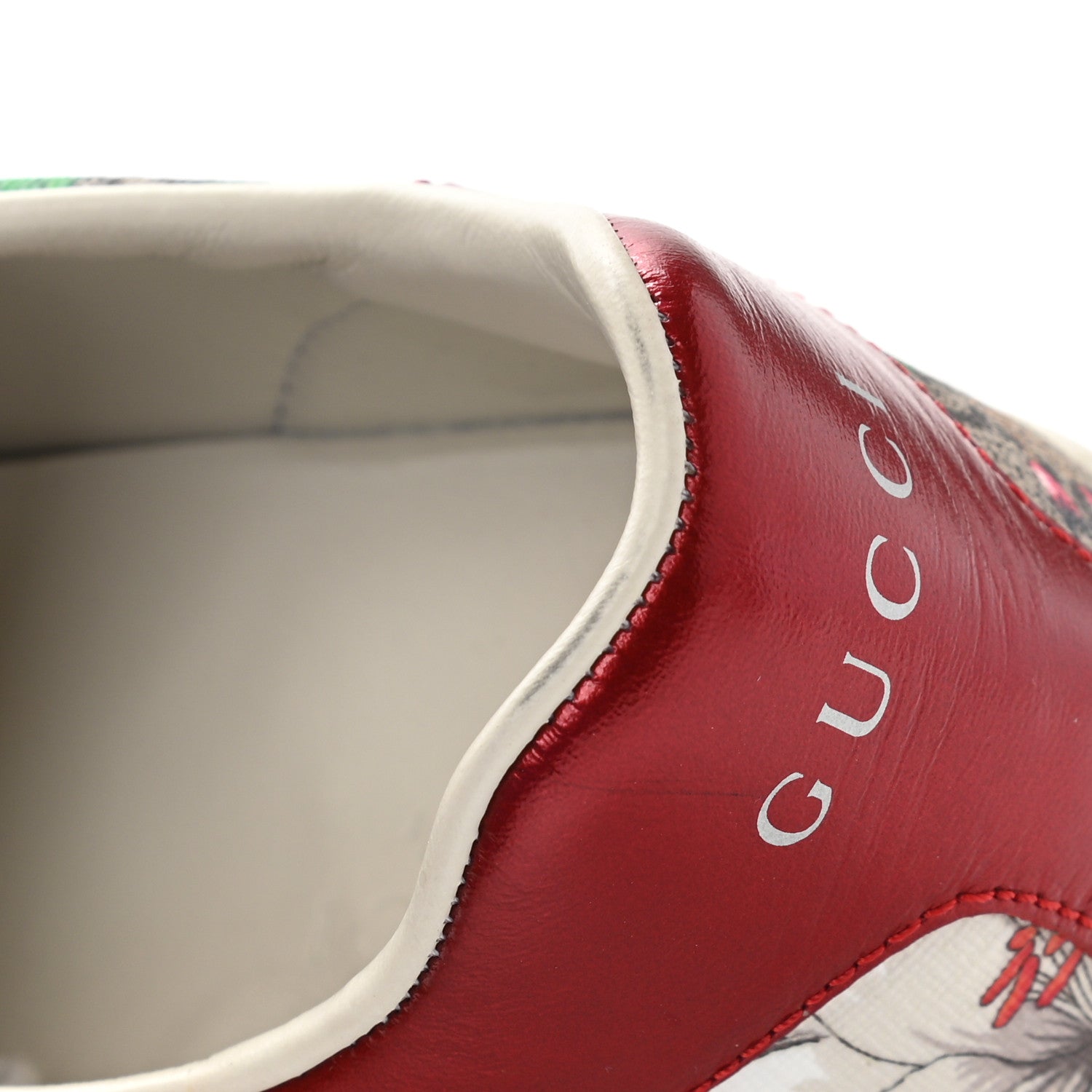Gucci GG Supreme Monogram Flora Web Womens Ace Sneakers 38 Beige Multicolor Rosso 12 of 16