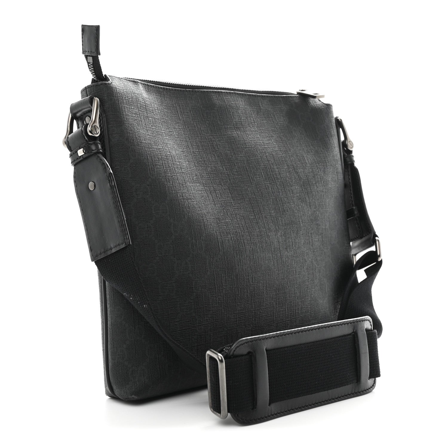 Gucci GG Supreme Monogram Crossbody Messenger Bag Black Grey 3 of 14