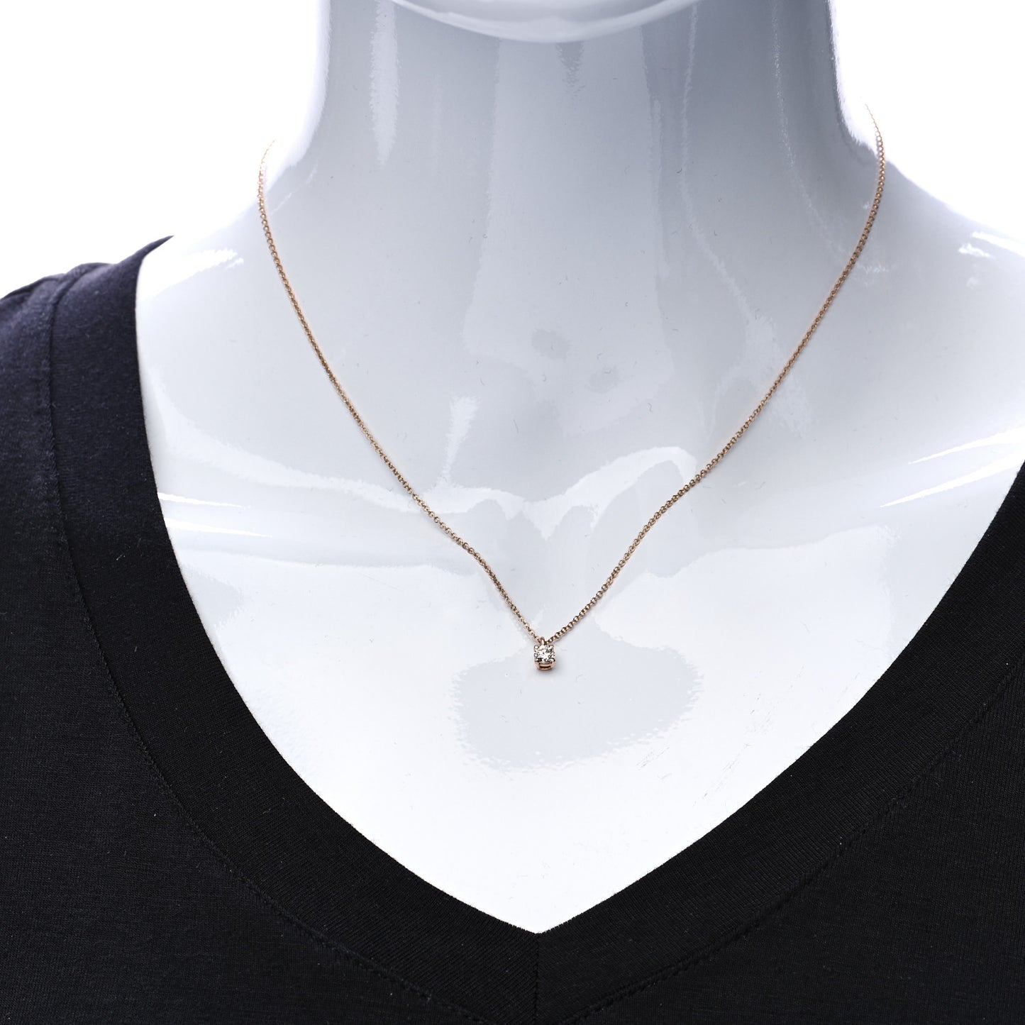 18K Rose Gold Diamond .17ct Solitaire Pendant Necklace