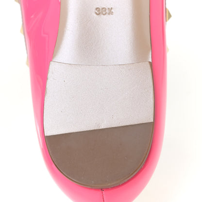 Valentino Garavani Patent Nappa Rockstud Ballerina Flats 38.5 Fuxia Fluo Poudre 10 of 13