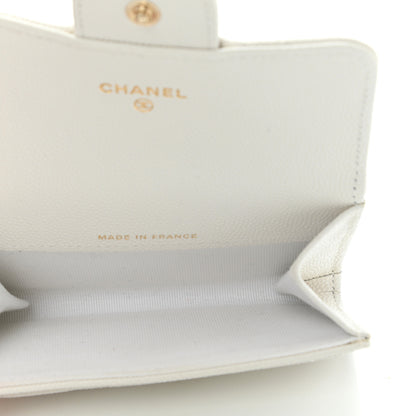 Chanel Caviar Quilted Flap Card Holder Wallet White 5 of 10